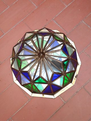 Lámpara de techo de cristal y metal