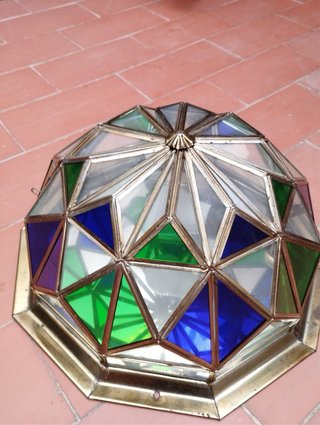 Lámpara de techo de cristal y metal