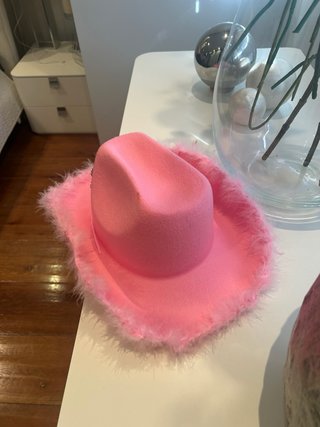 Sombrero rosa estilo cowgirl/princesa con tiara