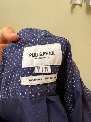 Camisa Pull&Bear Azul Estampada Talla S