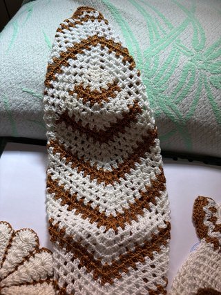Lote Cocina Crochet Marrón y Blanco