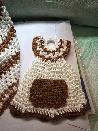 Lote Cocina Crochet Marrón y Blanco