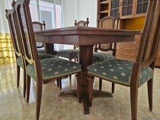 Mesa con 6 sillas y Mueble Comedor Madera Maciza