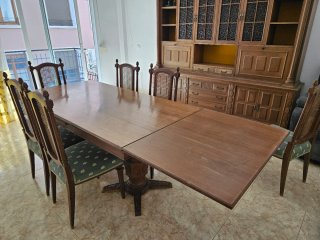 Mesa con 6 sillas y Mueble Comedor Madera Maciza