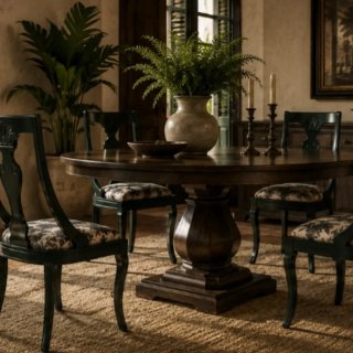 4 Sillas Estilo Colonial Madera