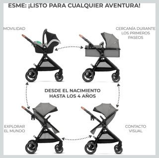 Kinderkraft ESME 3 en 1 Silla de paseo Reversible