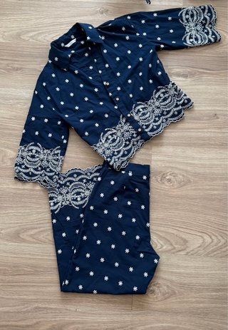 Conjunto Zara bordado azul