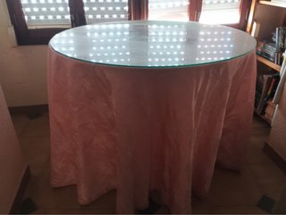 Mesa camilla redonda cristal rosa