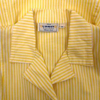 Camisa de manga corta a rayas amarillas y blancas vintage de Urban By FTL