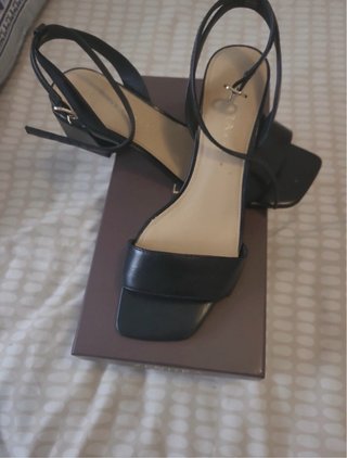 Sandalias Zendra Negras Talla 39 Tacón Cómodo