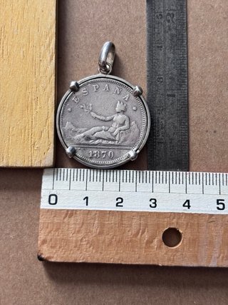 Colgante Moneda 2 Pesetas Plata 1870