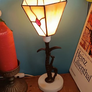 Lámpara Tiffany pie Latón Vintage Jirafa Palmera