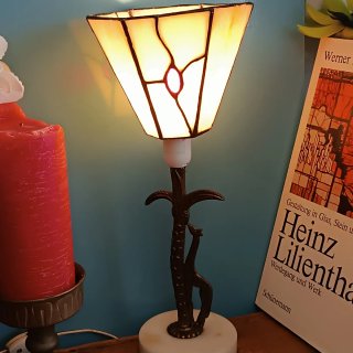 Lámpara Tiffany pie Latón Vintage Jirafa Palmera