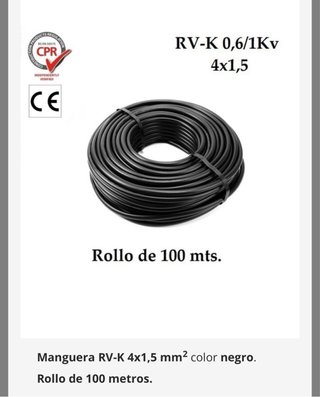 Cable RV-K 0,6/1Kv 4x1,5 (100m) Miguelez
