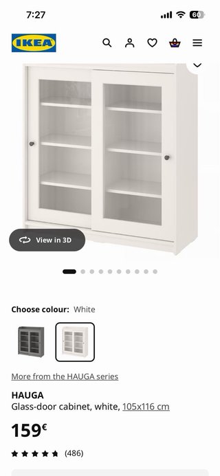 Vitrina Ikea Hauga Blanca con Puertas de Cristal