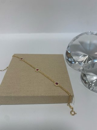 Pulsera oro circonitas y piedra roja BARC-TRA2141