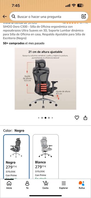 SIHOO Doro C300 Silla Oficina Ergonómica
