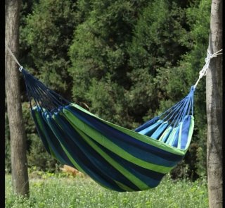 2 Hamacas Rayas Azul y Verde