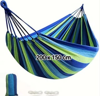 2 Hamacas Rayas Azul y Verde