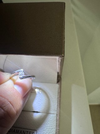 Anillo Oro Blanco 18K Diamante talla 9