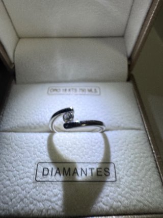 Anillo Oro Blanco 18K Diamante talla 9