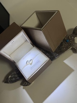 Anillo Oro Blanco 18K Diamante talla 9