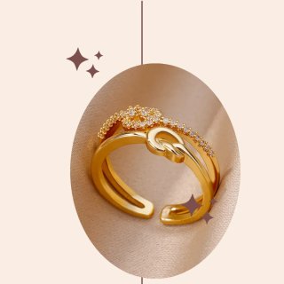 Anillo Dorado Ajustable Nudo Infinito
