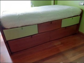 Cama nido 90cm madera maciza con cajones