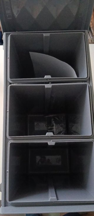 Cubo basura reciclaje gris metal 3 compartimientos