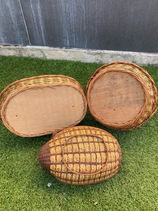 Conjunto de 3 cestas de mimbre