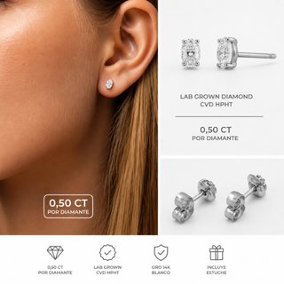 Pendientes Oro 14K y Diamantes Lab Grown 0,50 CT