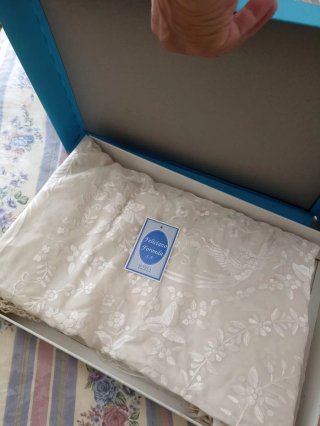 Mantón Seda Bordada a mano Marfil Crudo.