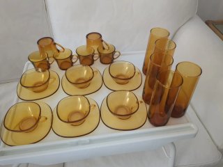 Lote Vasos y Tazas Ámbar