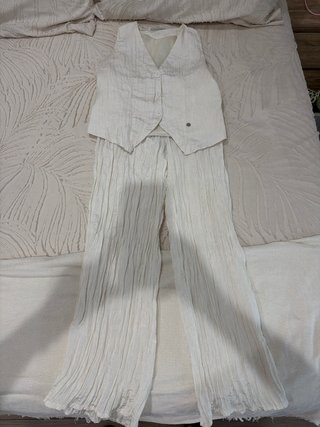 Conjunto Chaleco y Pantalón Verano Blanco mujer