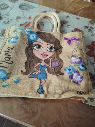 Bolso de tela pintado a mano