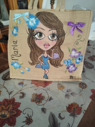 Bolso de tela pintado a mano