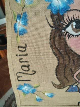 Bolso de tela pintado a mano