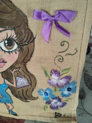 Bolso de tela pintado a mano