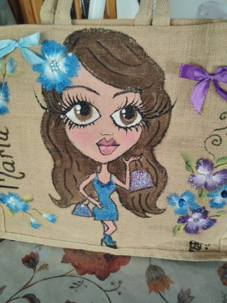 Bolso de tela pintado a mano
