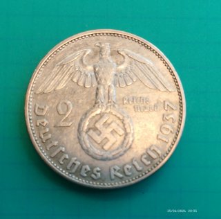 Plata III Reich 1937 Alemania  2 Reichmark