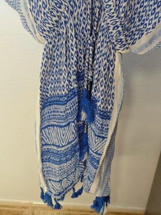 Vestido Pareo Azul y Blanco Talla M/L