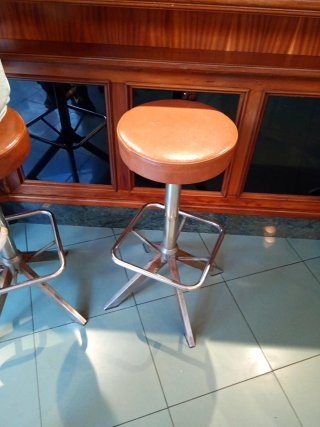 Silla de Bar Cuero Marrón y Metal