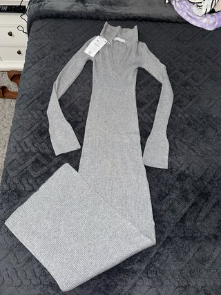 Vestido largo de punto gris