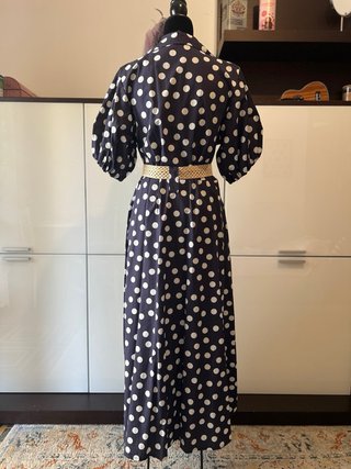Abito cotone 100% pois blu e bianchi