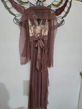 Vestido fiesta lentejuelas beige/marrón T.S