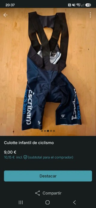 Culotte ciclismo infantil Pissei
