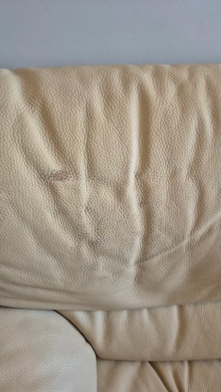 Sofá de 3 plazas en piel beige