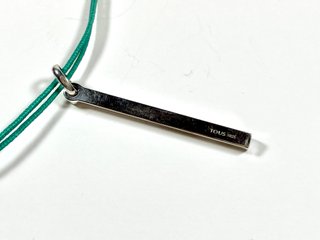 Colgante Barra Plata y Collar Nylon Turquesa