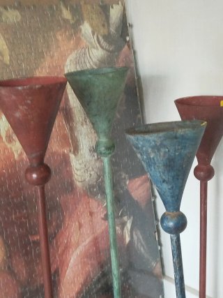 Lote 5 Candelabros Vintage Metal de Thailandia