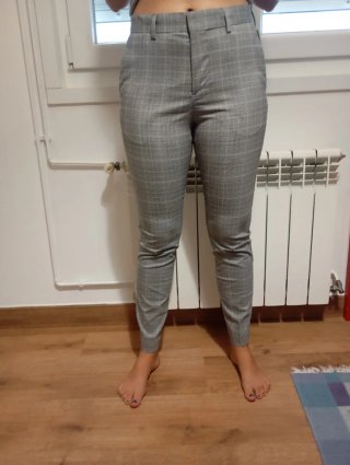 Pantalón de traje gris cuadros Skinny Fit